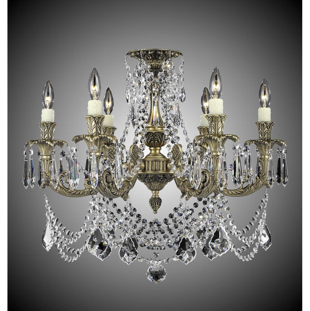 American Brass And Crystal 6 Light Finisterra with draping Flush Mount