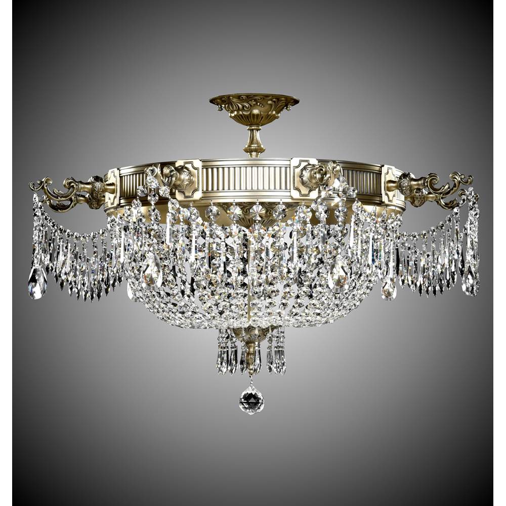 American Brass And Crystal 9 Light Valencia Flush Mount