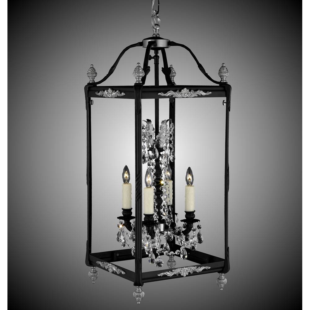 American Brass And Crystal 4 Light 13 inch Extended Square Lantern with Crystal and Glass