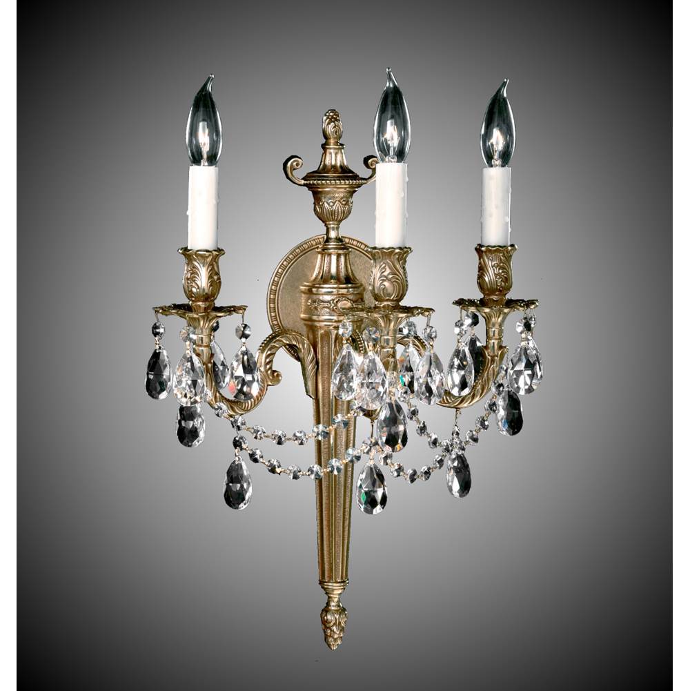 American Brass And Crystal 3 Light Torch Wall Sconce