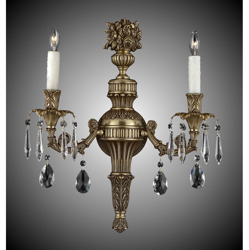 American Brass And Crystal 2 Light Finisterra Torch Wall Sconce