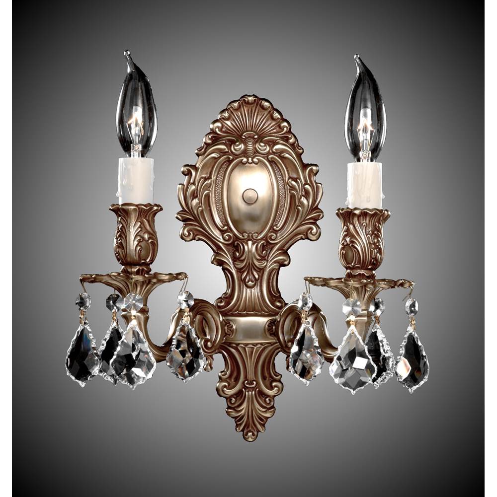 American Brass And Crystal 2 Light Fleur-De-Lis Small Wall Sconce