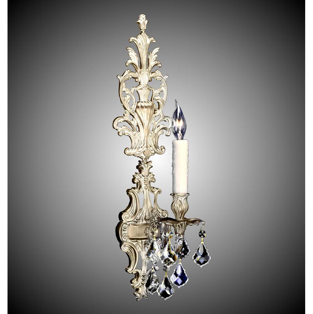 American Brass And Crystal 2 Light Filigree Extended Top Wall Sconce