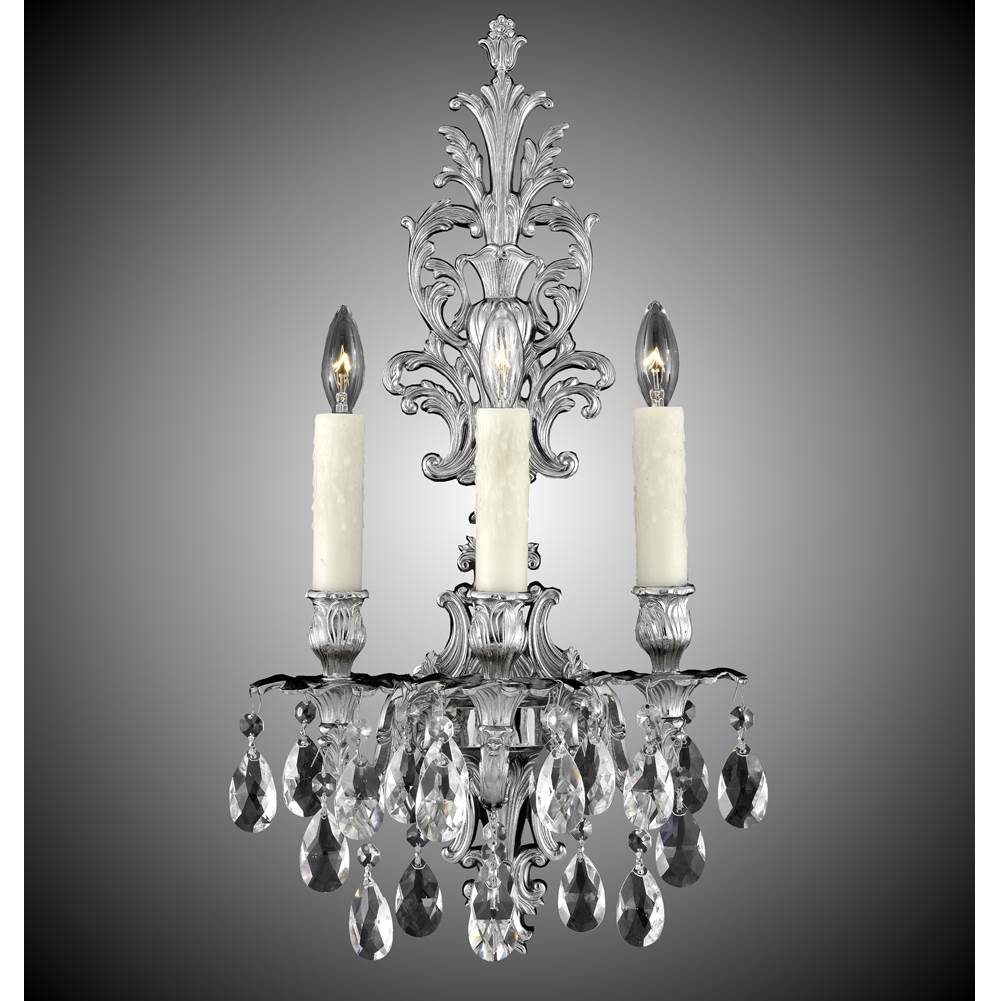 American Brass And Crystal 3 Light Filigree Extended Top Wall Sconce