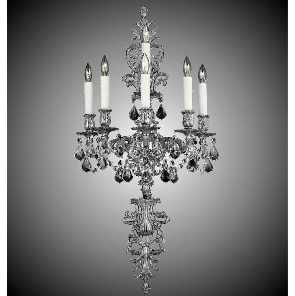 American Brass And Crystal 5+1 Light Filigree Extended Top and Tail Wall Sconce