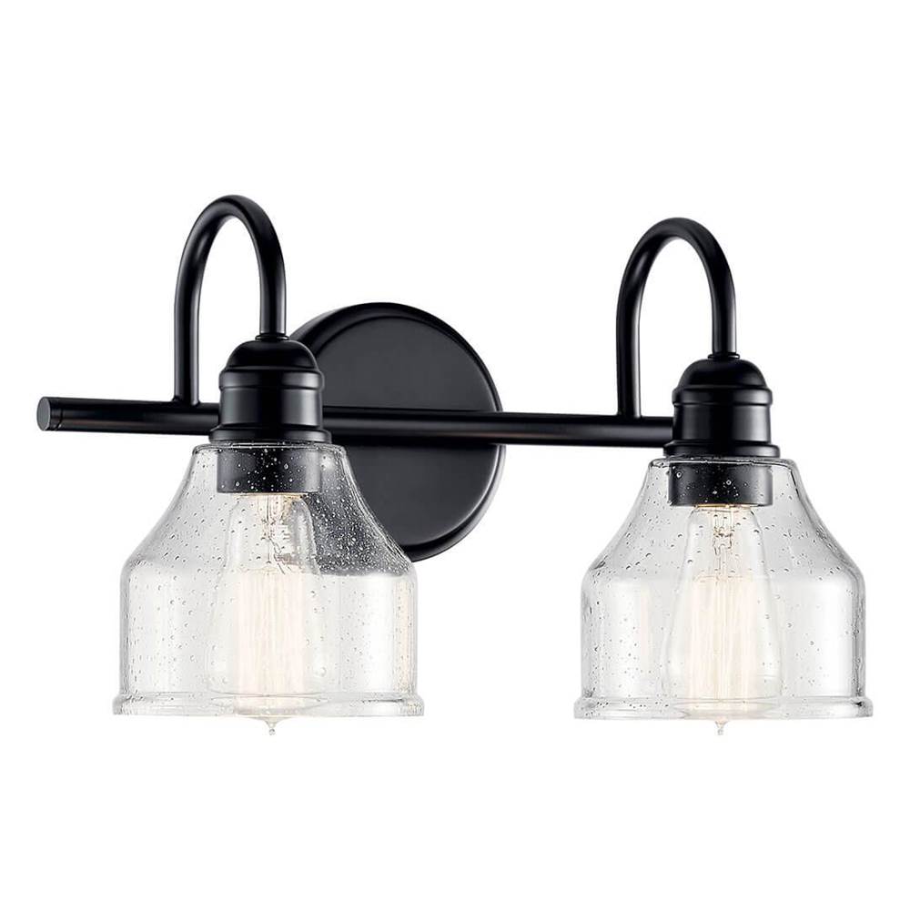 Kichler Lighting Avery 15 Inch 2 Light Vanity Light with Clear Seeded Glass in Black