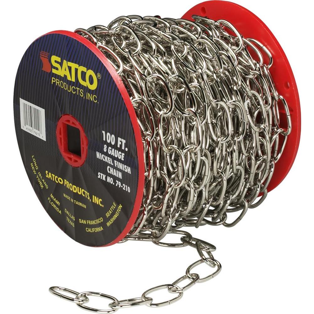 Satco 100 ft Reel Chain Nickel 8 ga
